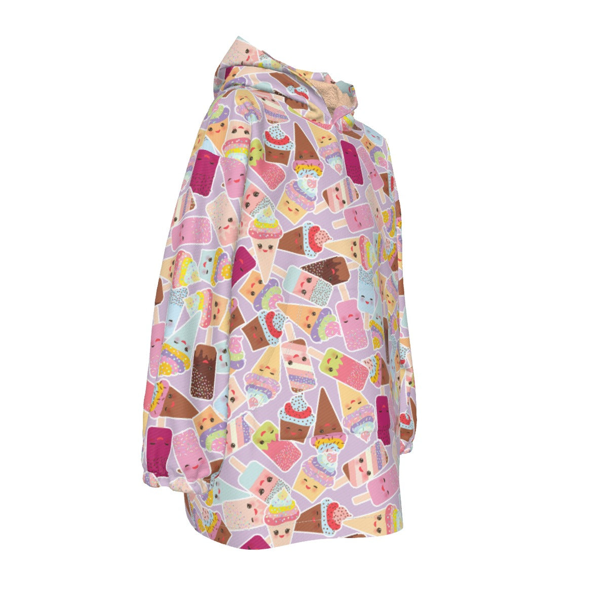 Kid's Sherpa Fleece Hoodie Blanket - I Scream for Ice Cream