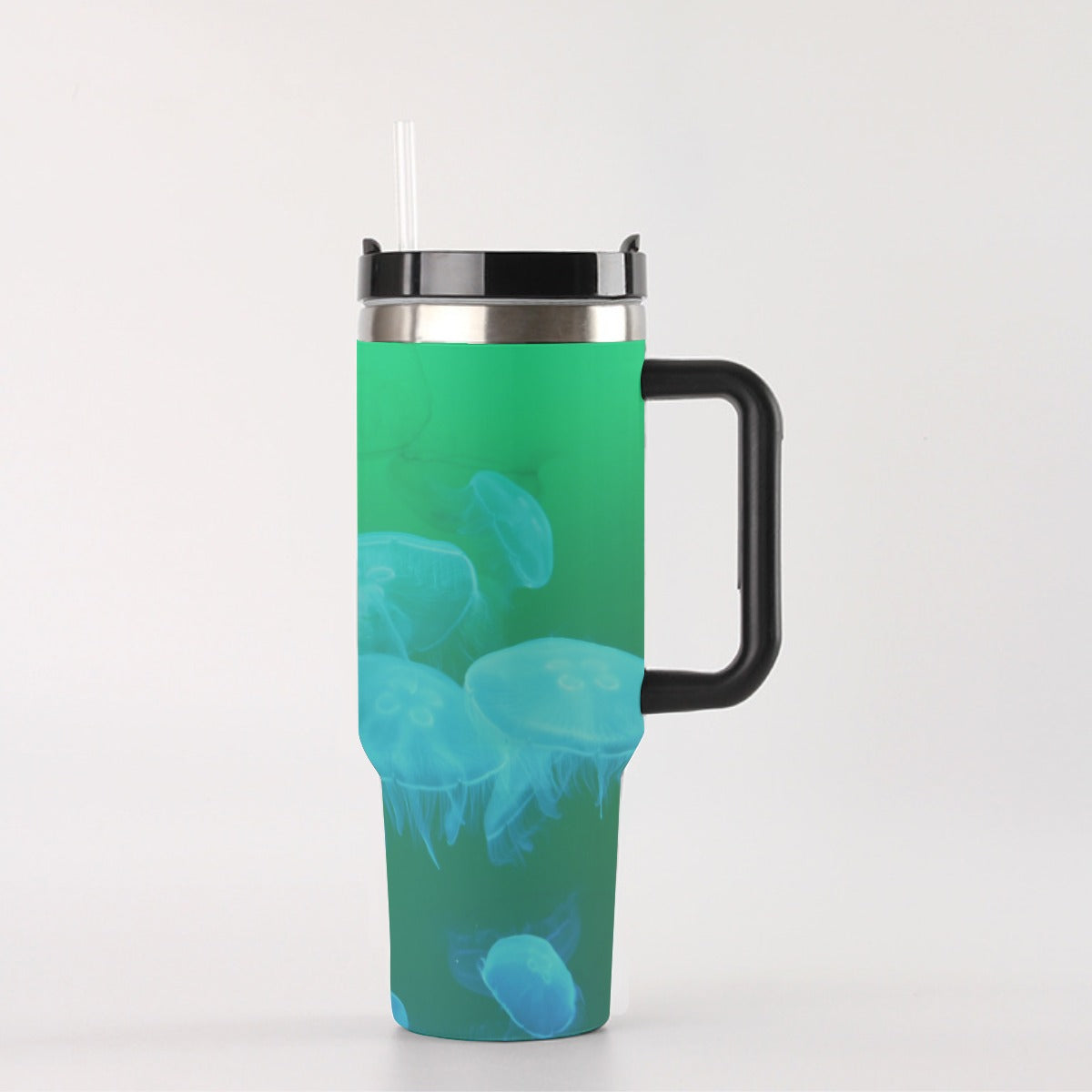 40oz Stainless Steel "Stanley" Tumbler With Handle - Jellyfish