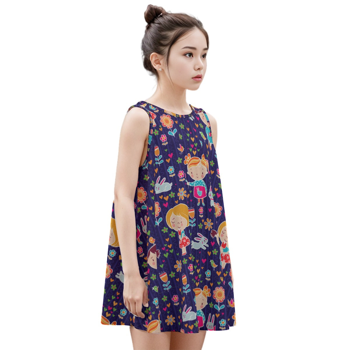 Kid's Sleeveless Cotton Swing Dress - Emily and Friends