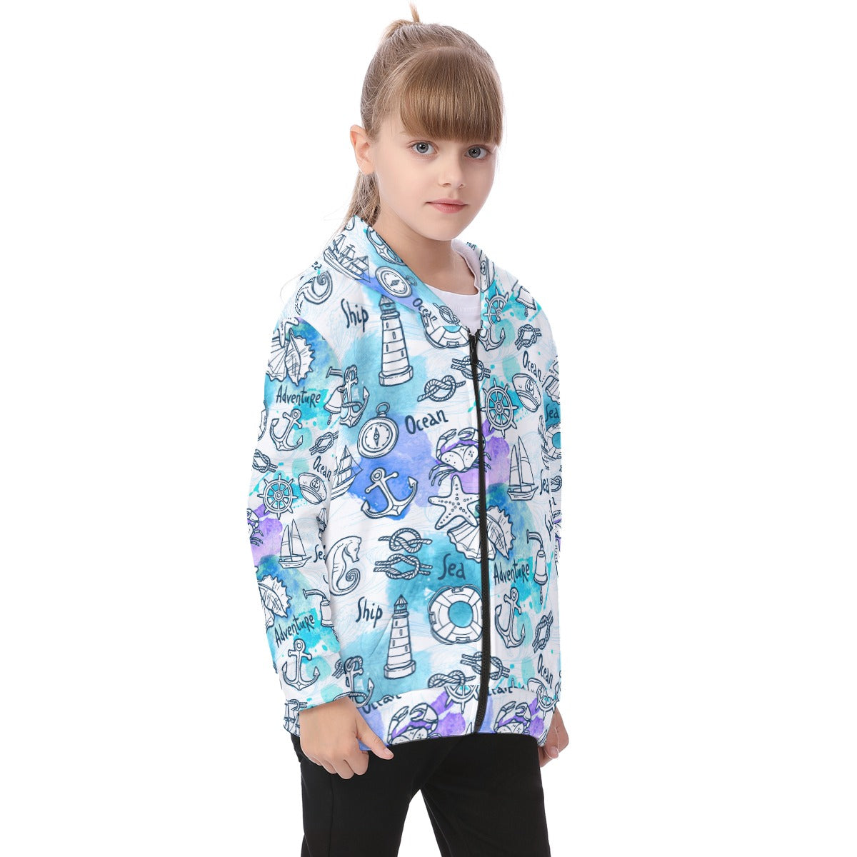 Kid's Heavy Fleece Zip Up Hoodie - Ocean Adventure