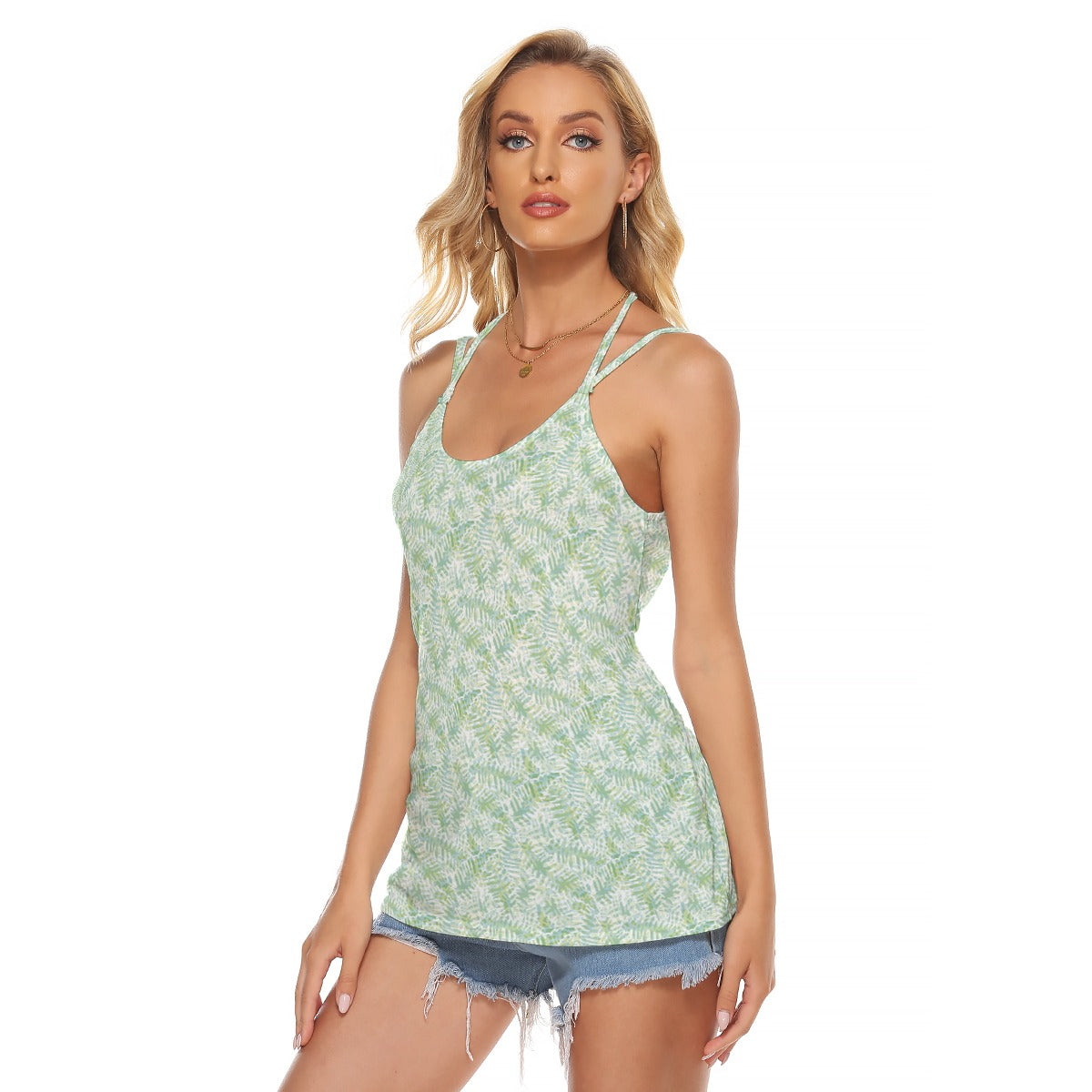 Women's Backless Halter Top - Fresh Ferns