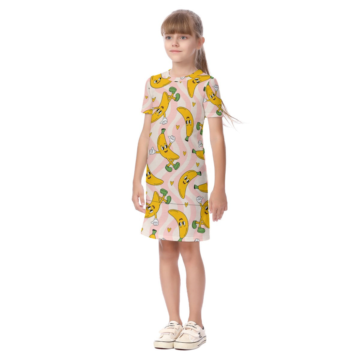 Kid's Short Sleeve T-Shirt Dress - Banana Boogie