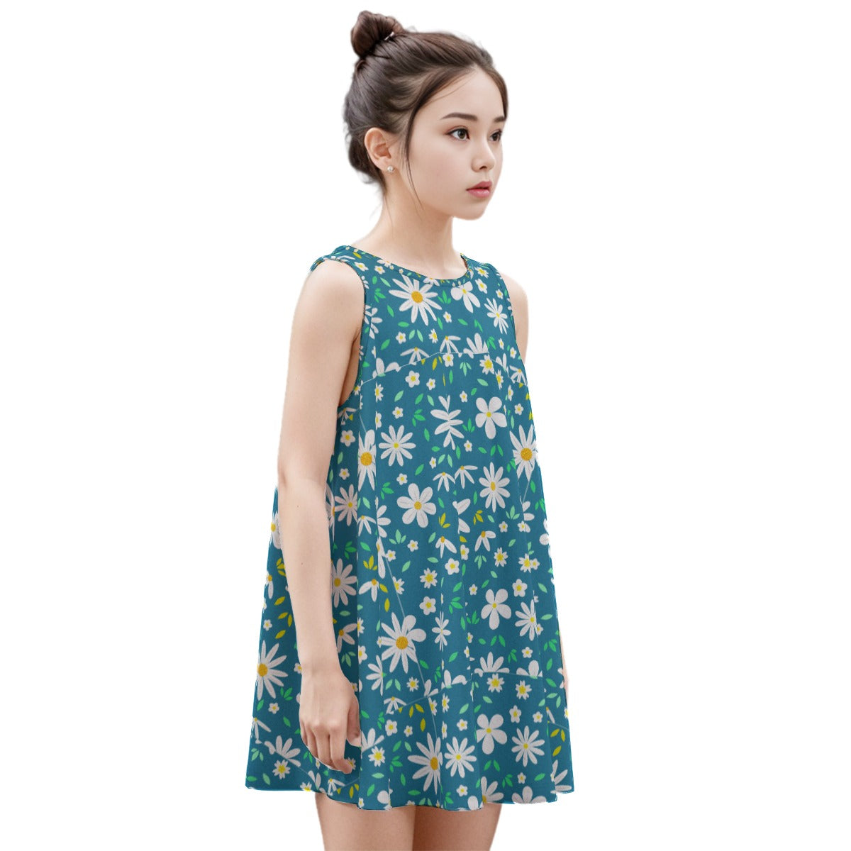 Kid's Sleeveless Cotton Swing Dress - Daisy Days