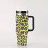 40oz Stainless Steel "Stanley" Tumbler With Handle - Neon Leopard