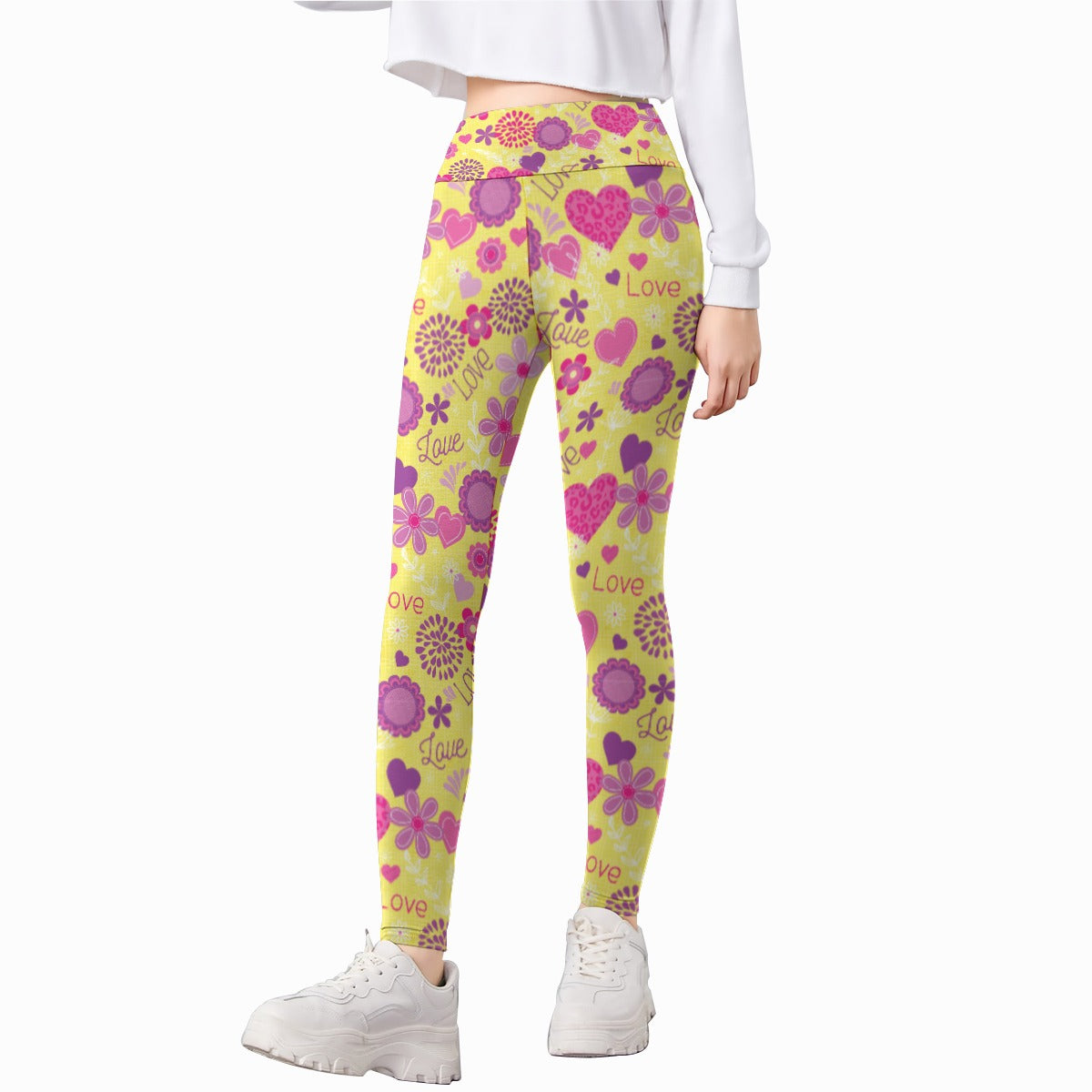 Kids' Printed Leggings - Live Laugh Love (Yellow)