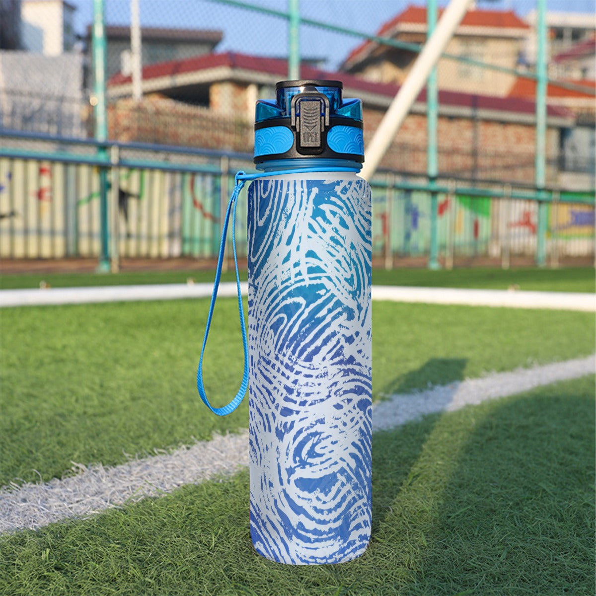 Botella de agua deportiva con filtro de 32 oz - Huellas dactilares