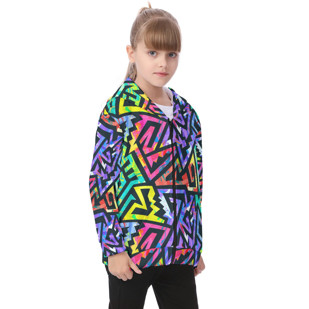 Kid's Heavy Fleece Zip Up Hoodie - Grunge Graffiti