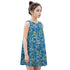 Kid's Sleeveless Cotton Swing Dress - Lace Butterflies (Blue)