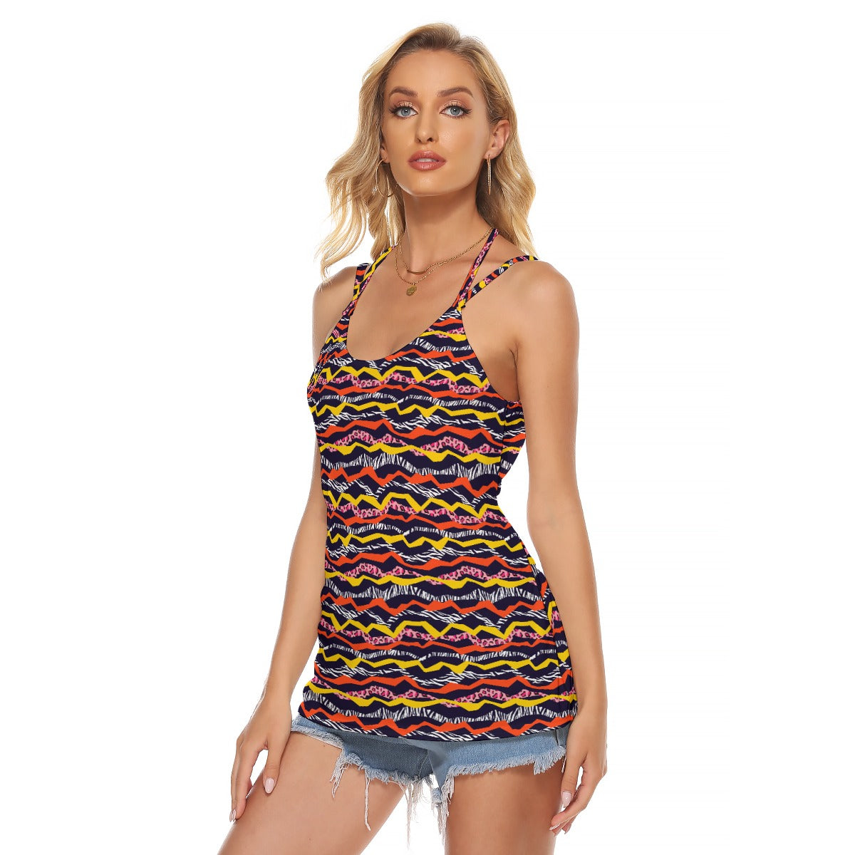 Women's Backless Halter Top - Safari