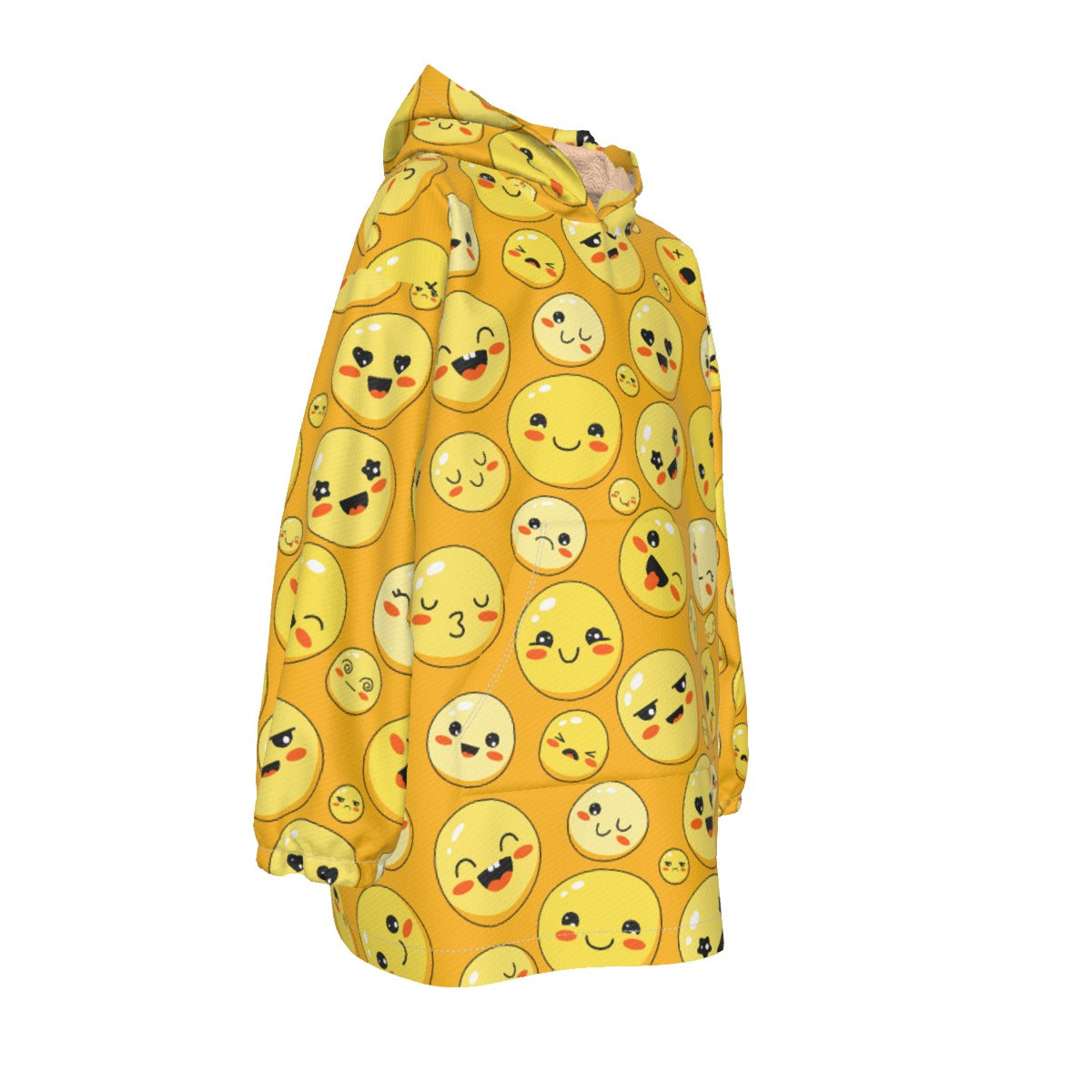 Kid's Sherpa Fleece Hoodie Blanket - Emojis