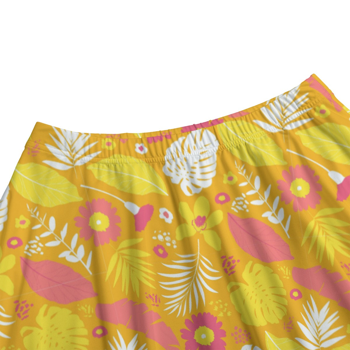 Printed Maxi Skirt with Pockets - Tropical Print in Papaya