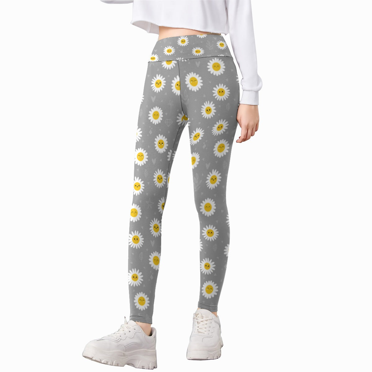 Kids' Printed Leggings - Ditsy Daisy Grey (Dark)