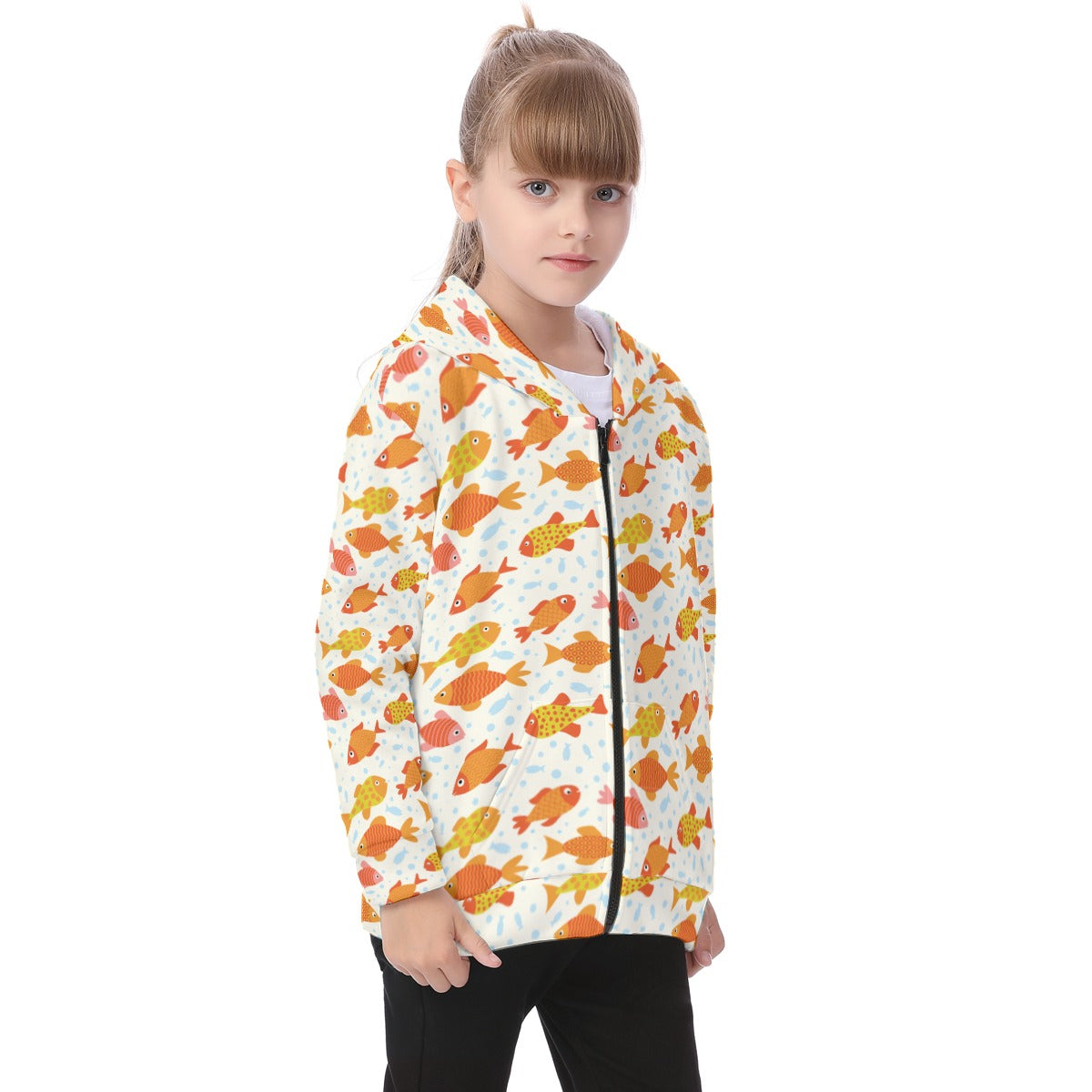 Kid's Heavy Fleece Zip Up Hoodie - Goldfish Galore