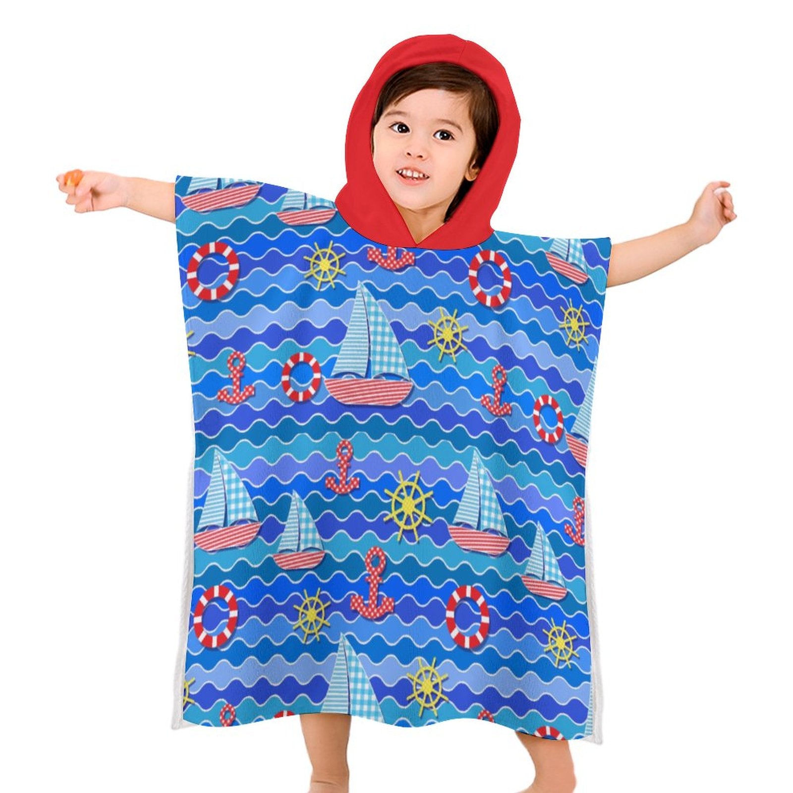 Kids Hooded Terry Cloth Towel - Sail Away