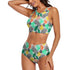 High-Waist Asymmetrical Shoulder Bikini - Bright Tropical Print