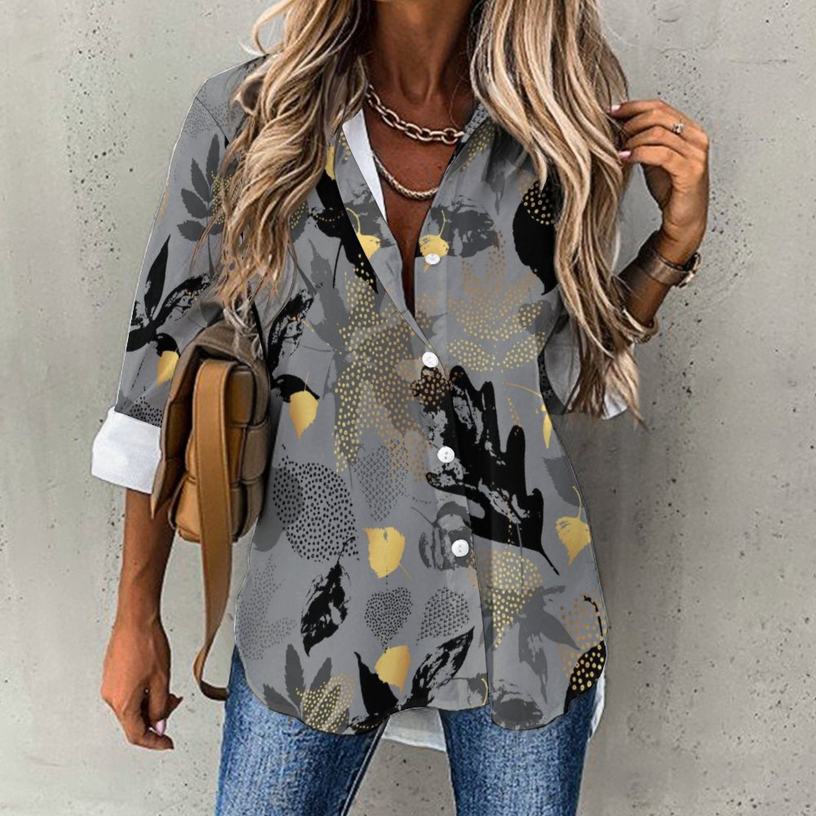 Women's Irregular Hem Button-Up Shirt - Kin'noha