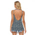 Women's Backless Halter Top - Ditsy Print in Navy