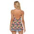 Women's Backless Halter Top - Plumeria On Stripes