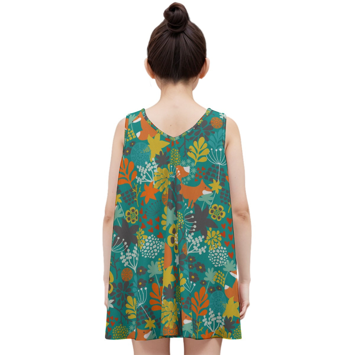 Kid's Sleeveless Cotton Swing Dress - Forest Fables