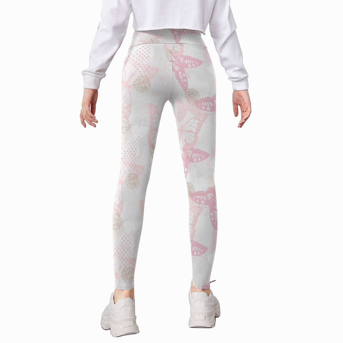 Kids' Printed Leggings - Lace Butterflies (Pink)