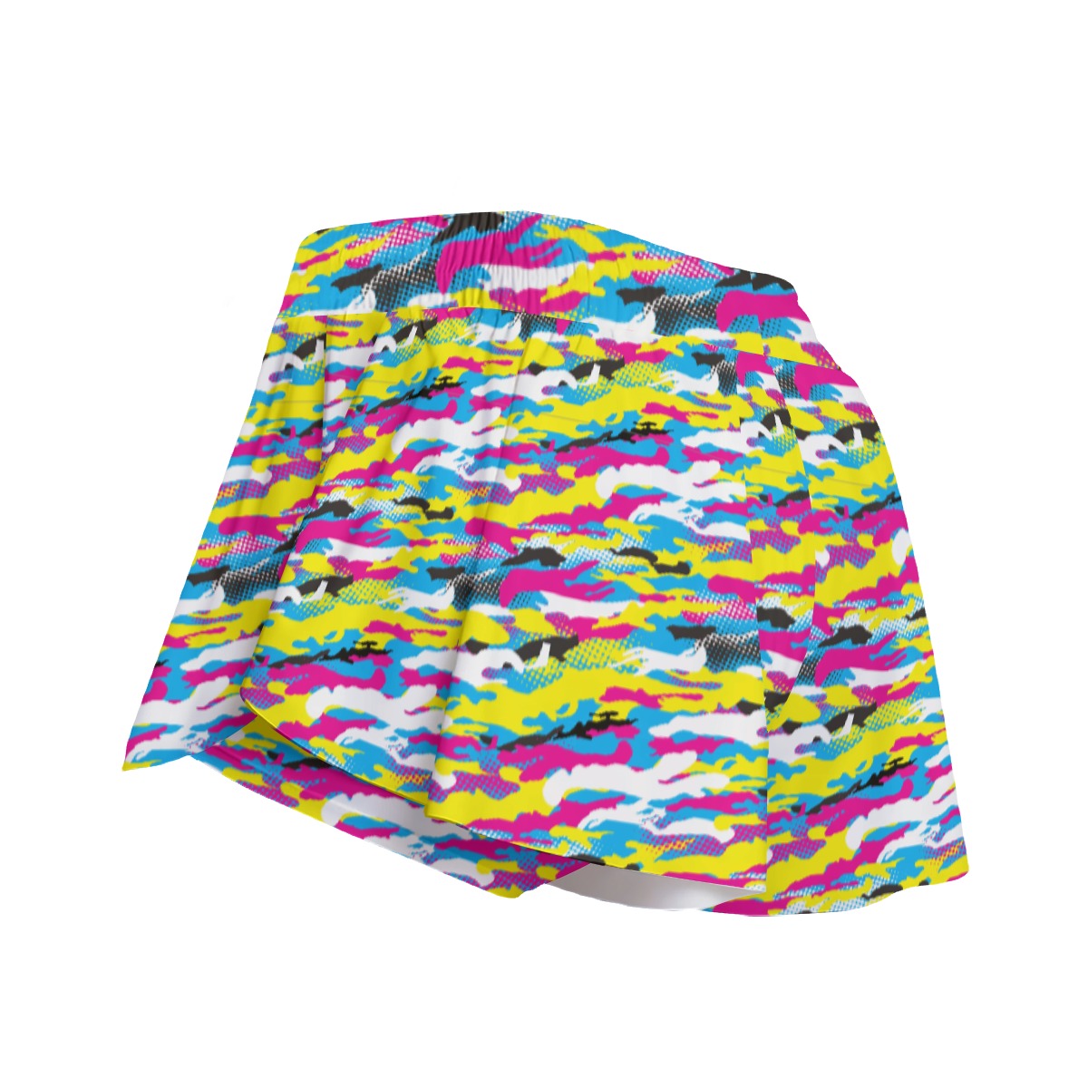 Printed Athletic Skort with Pocket - Neon Camo