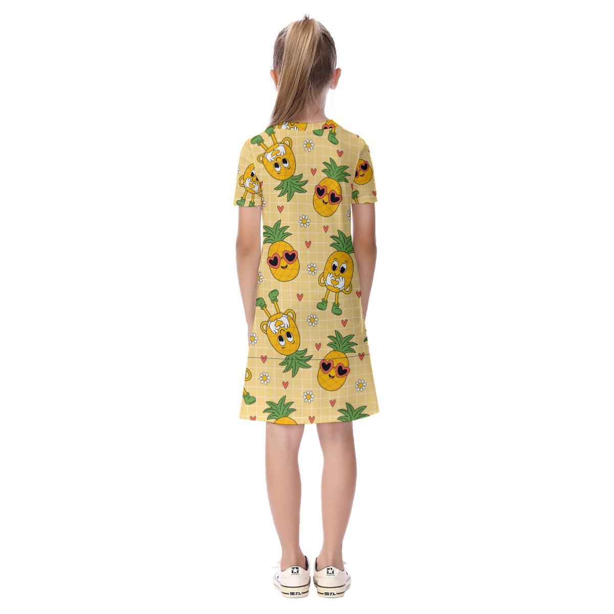 Kid's Short Sleeve T-Shirt Dress - Pineapple Love