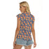 Women's Cap-Sleeve V-Neck Top - Mandarin Dreams