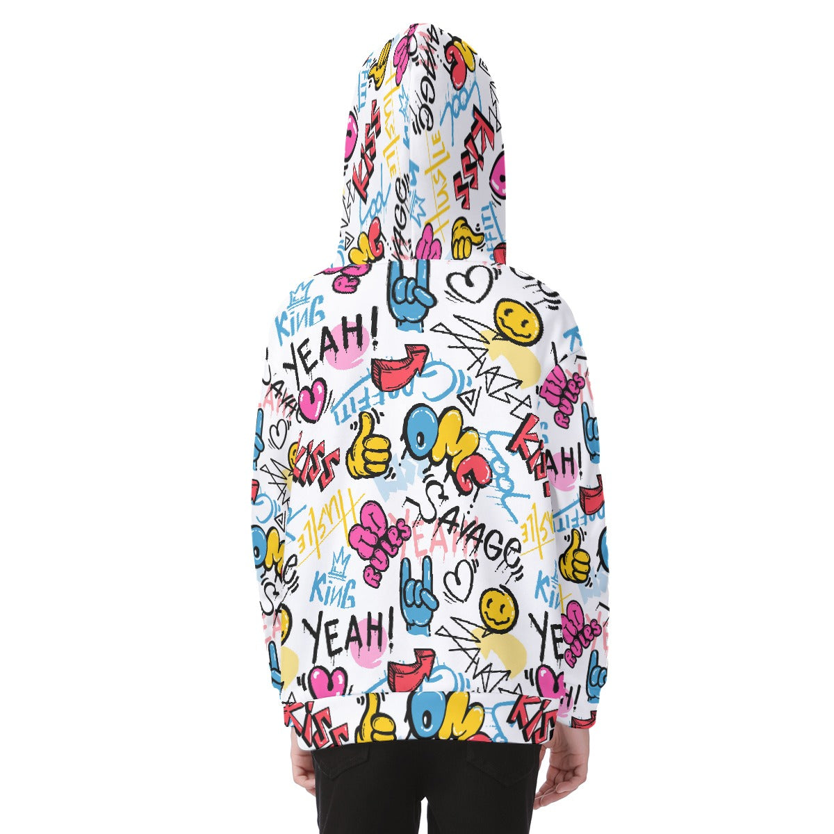 Kid's Heavy Fleece Zip Up Hoodie - Graffiti