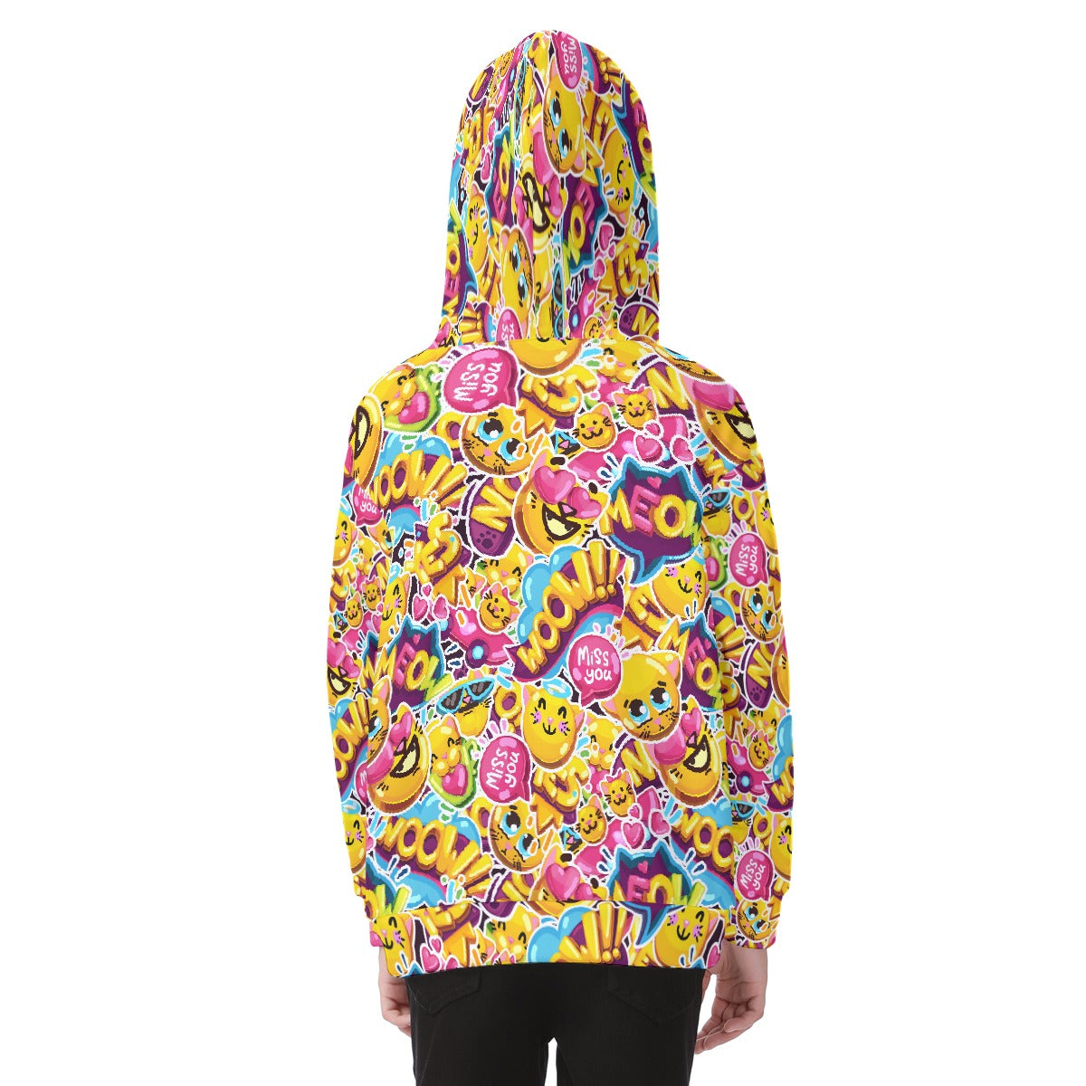 Kid's Heavy Fleece Zip Up Hoodie - EmojiCat