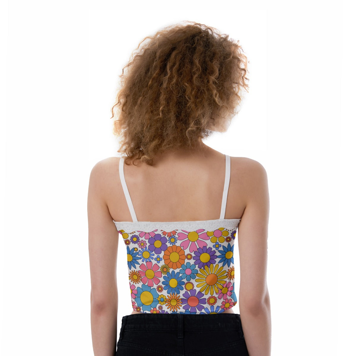 Printed Lace-Trim Cami Top - Groovy Blooms