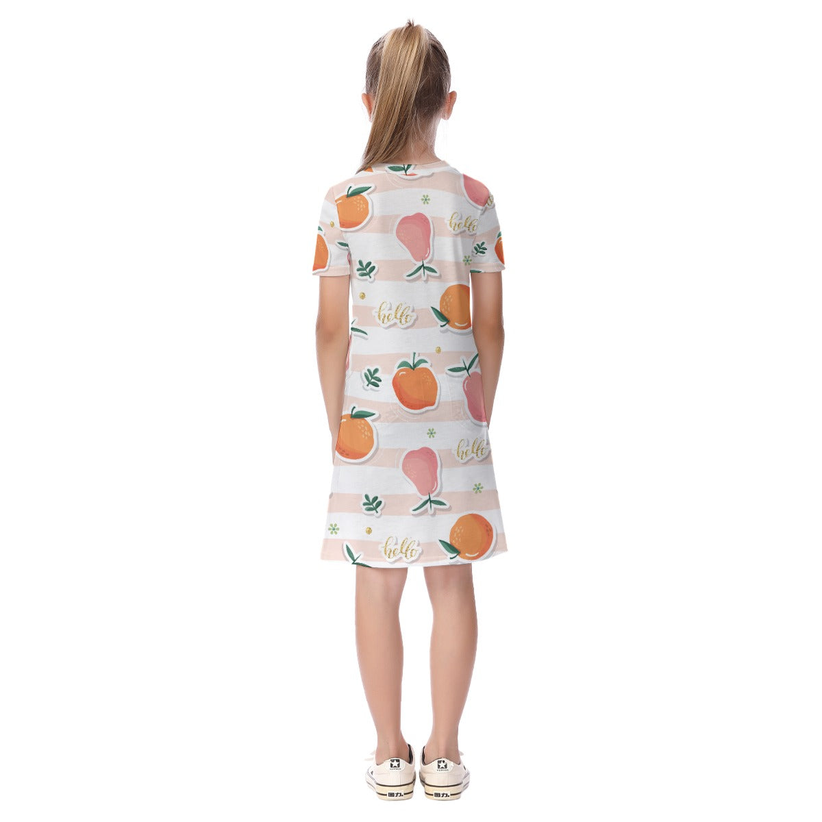 Kid's Short Sleeve T-Shirt Dress - Cute Fruit Too