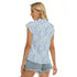 Women's Cap-Sleeve V-Neck Top - Blue Chintz