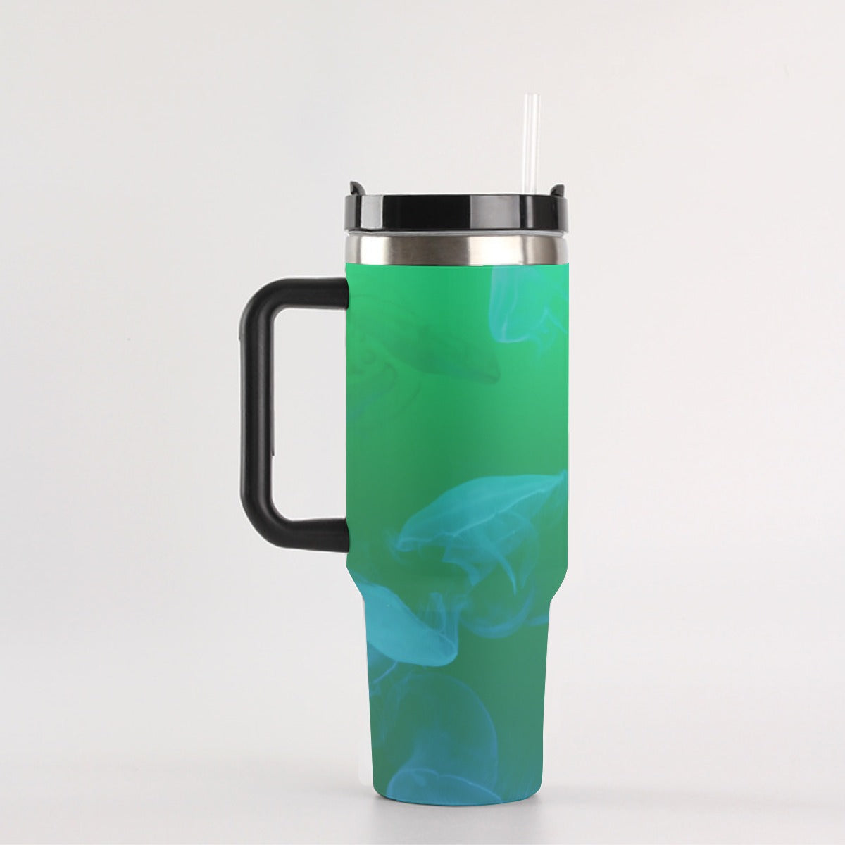 40oz Stainless Steel "Stanley" Tumbler With Handle - Jellyfish