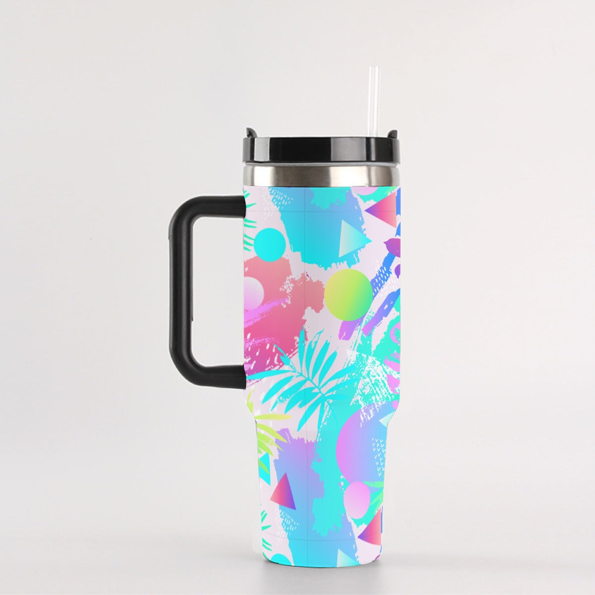 40oz Stainless Steel "Stanley" Tumbler With Handle - Miami Nights