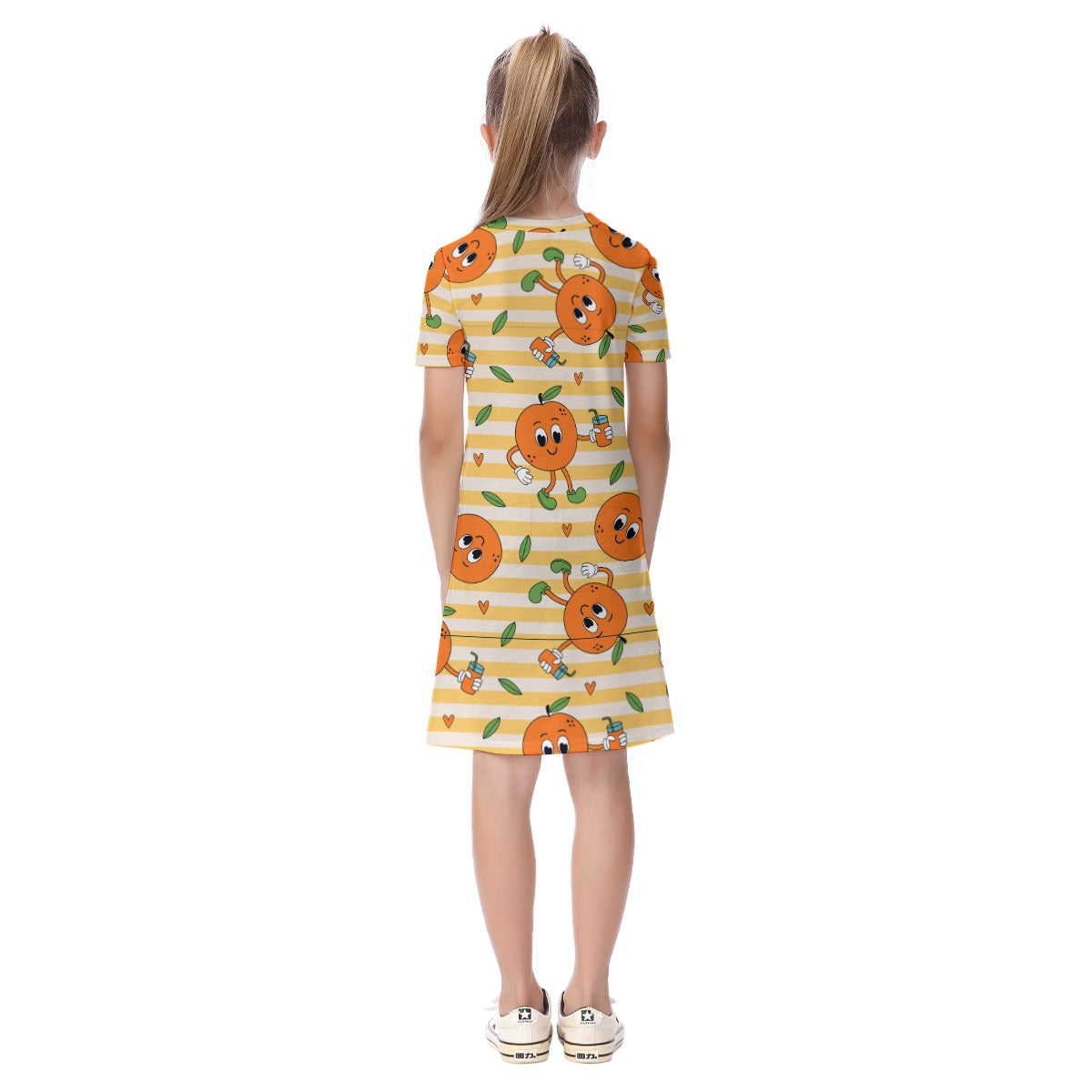 Kid's Short Sleeve T-Shirt Dress - Orange You Glad