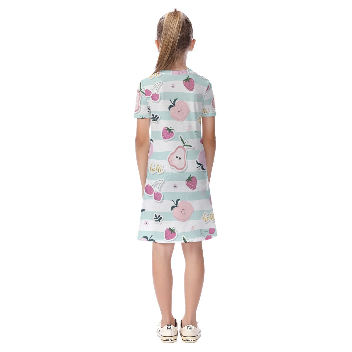 Kid's Short Sleeve T-Shirt Dress - Cute Fruit