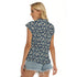 Women's Cap-Sleeve V-Neck Top - Ditsy Print in Navy