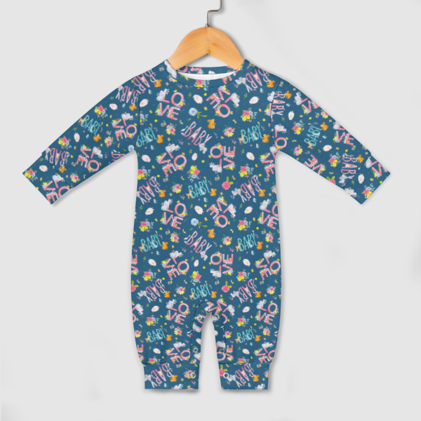 All-Over Print Long-Sleeve Baby Romper - Baby Love