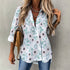 Women's Irregular Hem Button-Up Shirt - Eucalyptus Blossoms