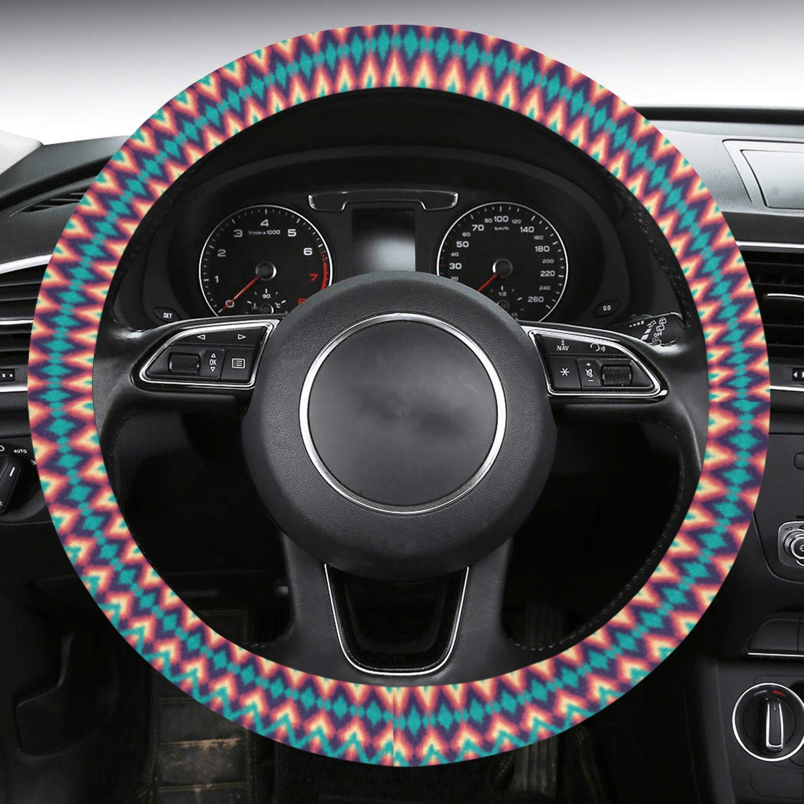 Steering Wheel Cover with Anti-Slip Insert - Ikat