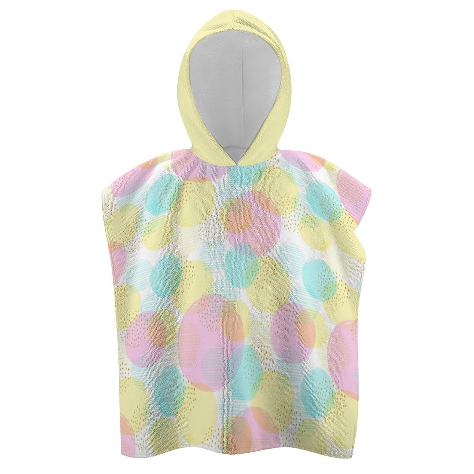 Kids Hooded Terry Cloth Towel - Pastel Circles