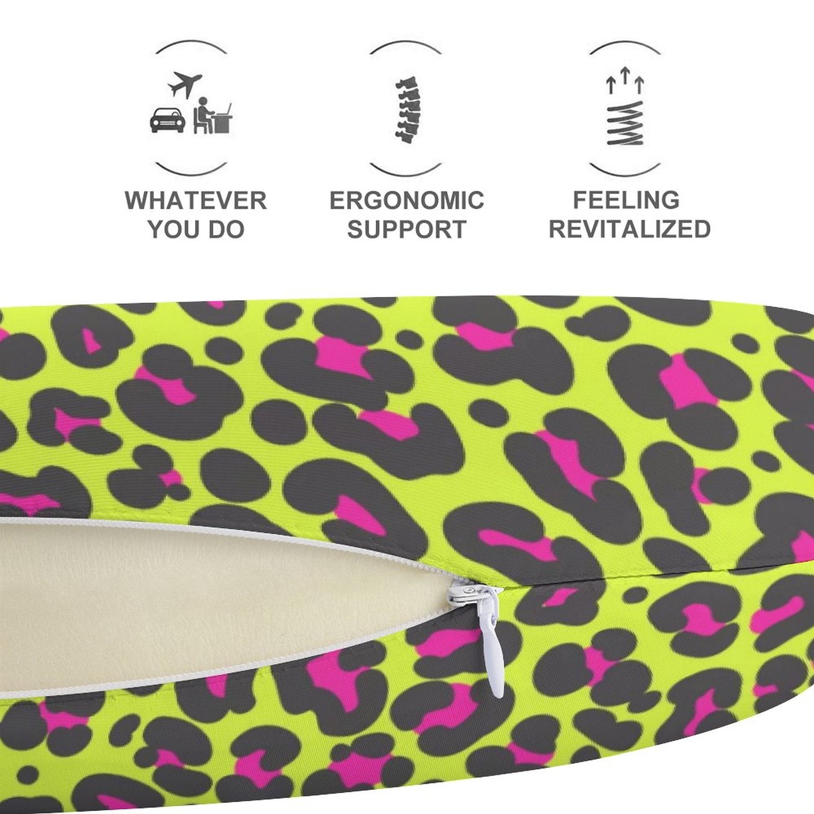 Travel Neck Pillow - Neon Leopard