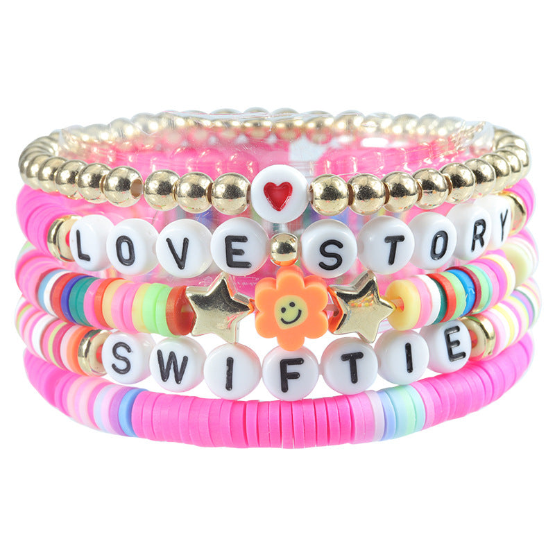 Taylor Swift Eras Tour Pile de bracelets en perles d'argile douce