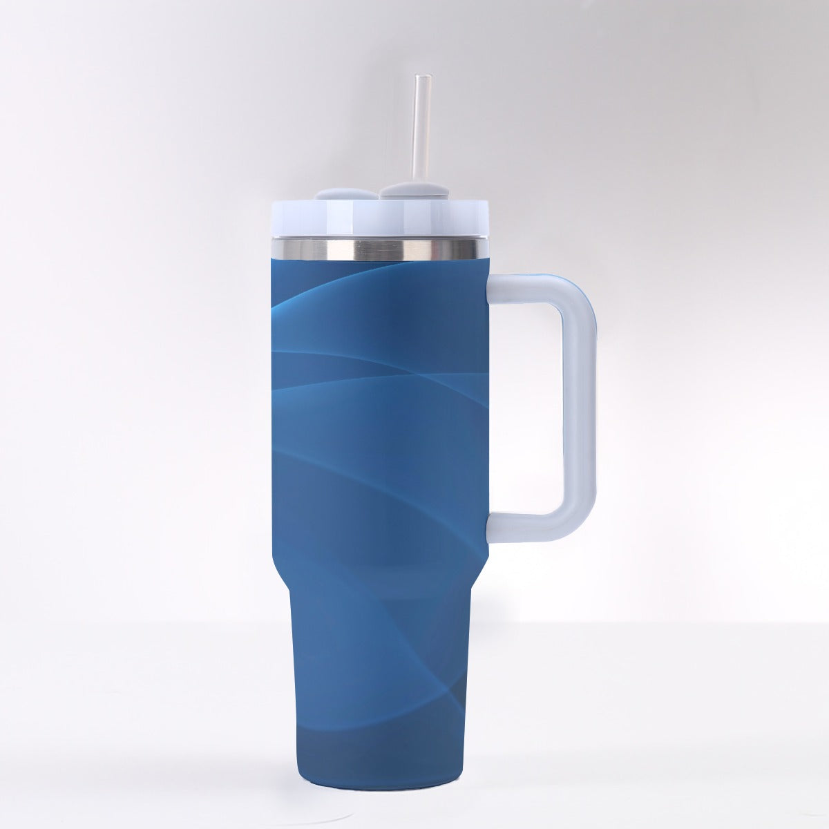 40oz Stainless Steel "Stanley" Tumbler With Handle - Blue Wave