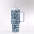 40oz Stainless Steel "Stanley" Tumbler With Handle - Blue Gothic