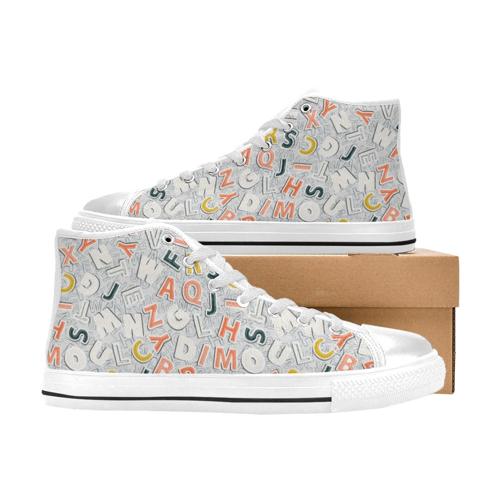 Kid's High Top Canvas Shoes - Alphabet Soup