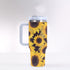 40oz Stainless Steel "Stanley" Tumbler With Handle - Sunflowers