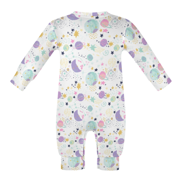 All-Over Print Long-Sleeve Baby Romper - Goodnight, Moon (Purple)