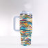 40oz Stainless Steel "Stanley" Tumbler With Handle - Mosaic Waves