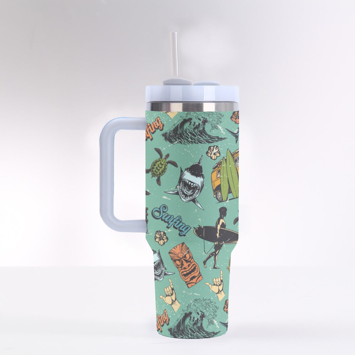 40oz Stainless Steel "Stanley" Tumbler With Handle - Surf Culture